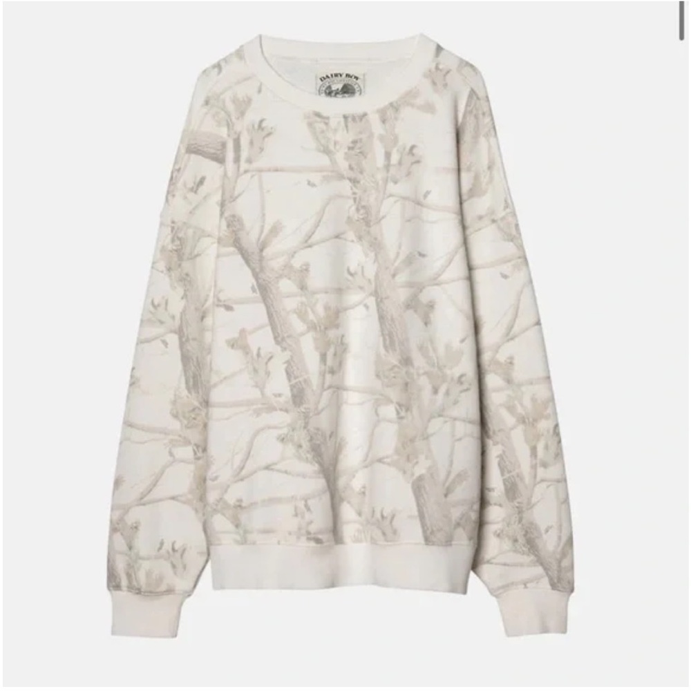 Dairy Boy White Camo Oversized Crewneck